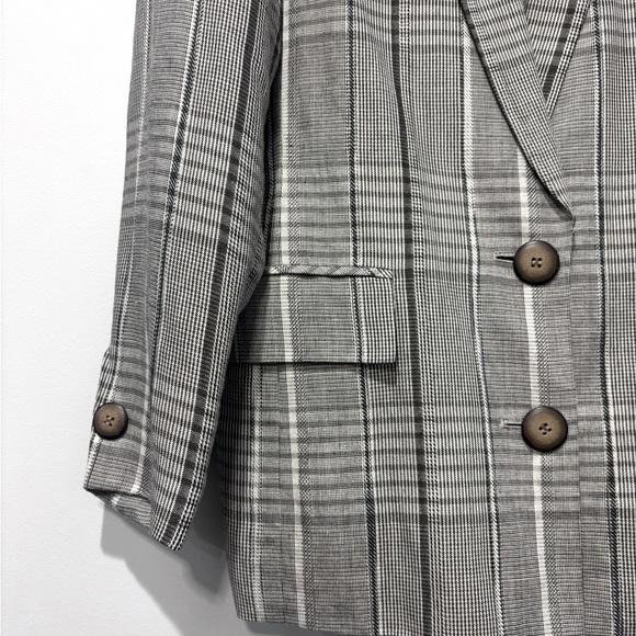 Vintage wool blend brown plaid blazer - Picture 2 of 7